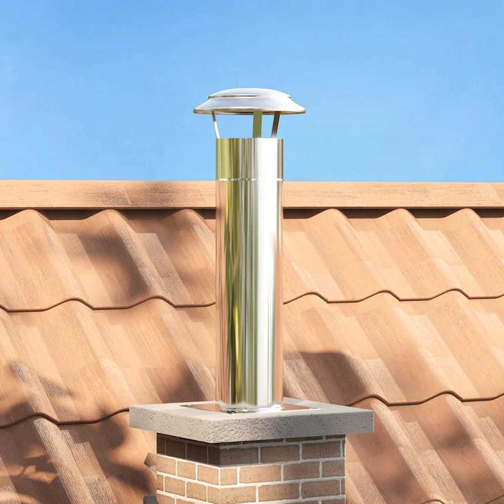 Kamin Kopf Erweiterung Silber 26 x 26 x 50 cm Edelstahl