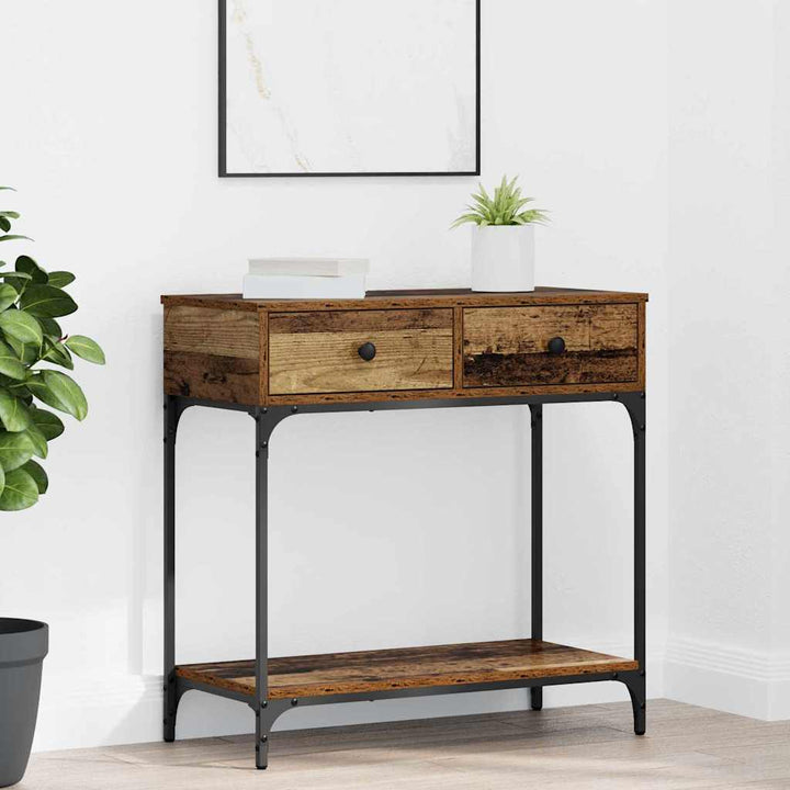 Konsolentisch mit Regal Altholz 75 x 34.5 x 75 cm Holzwerkstoff