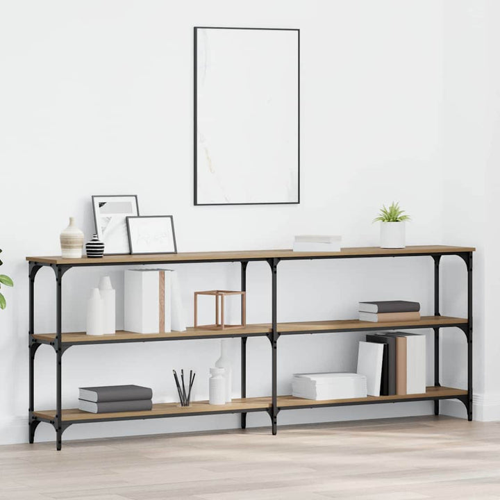 Konsolentisch mit Regal Eiche handwerklich 200 x 29 x 75 cm