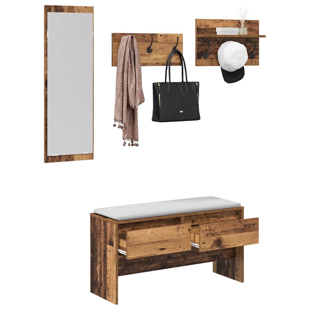 Flurmöbel-Set mit Schubladen 4 pcs Altholz Holzwerkstoff