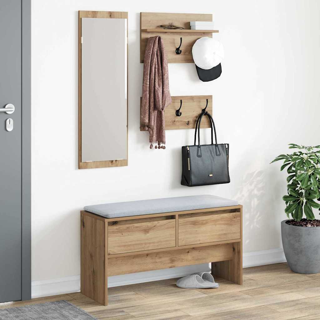 Flurmöbel-Set mit Regal 4 pcs Kunsthandwerk Eiche Holzwerkstoff