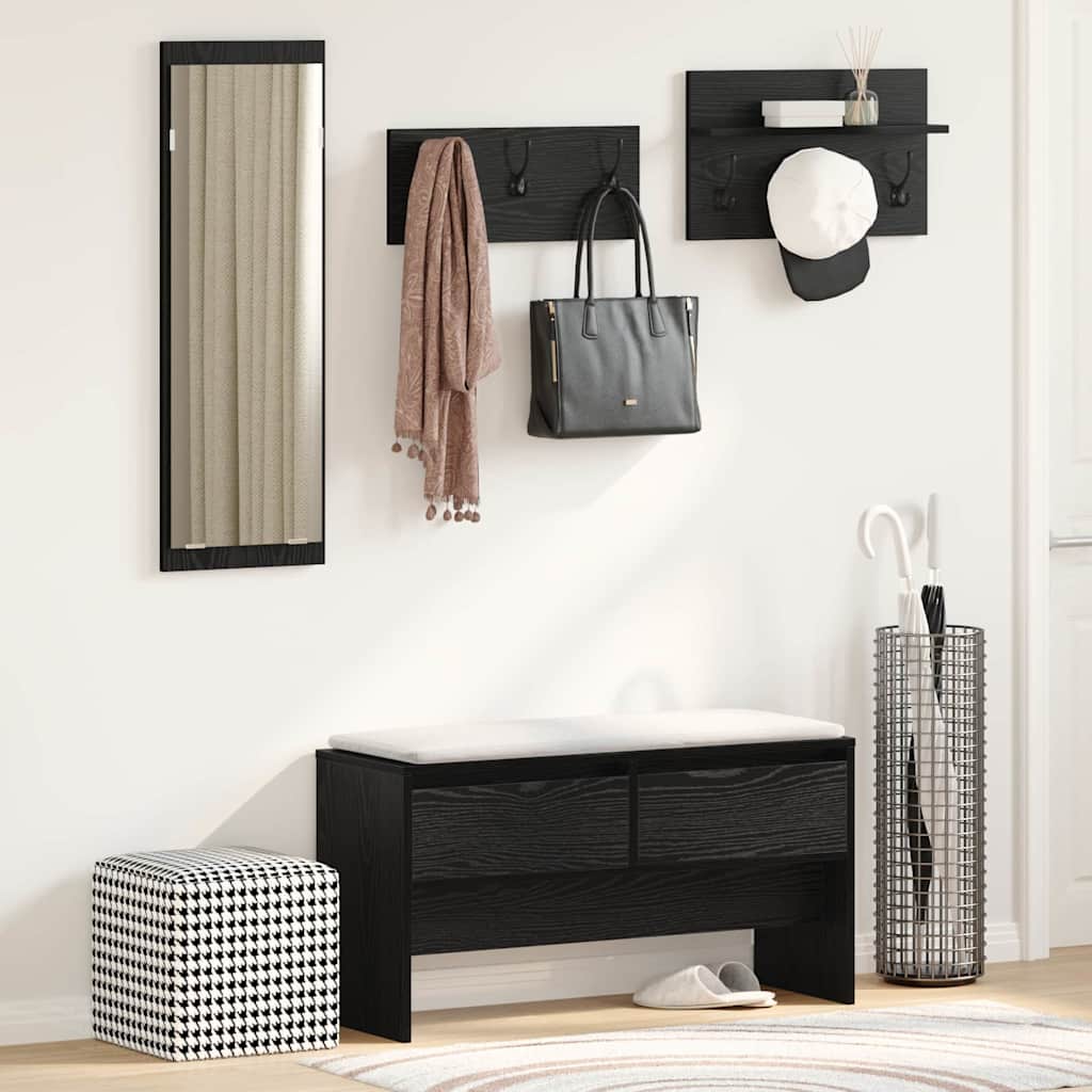 Flurmöbel-Set 4 pcs Schwarz Eichen-Optik Holzwerkstoff