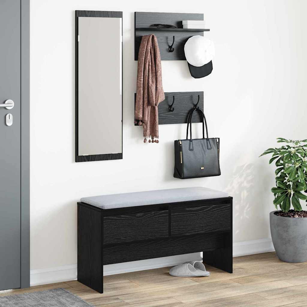 Flurmöbel-Set 4 pcs Schwarz Eichen-Optik Holzwerkstoff
