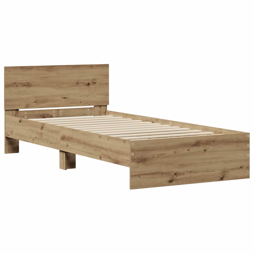 Bettrahmen mit Kopfteil Artisan-Eiche 90 x 200 cm Holzwerkstoff