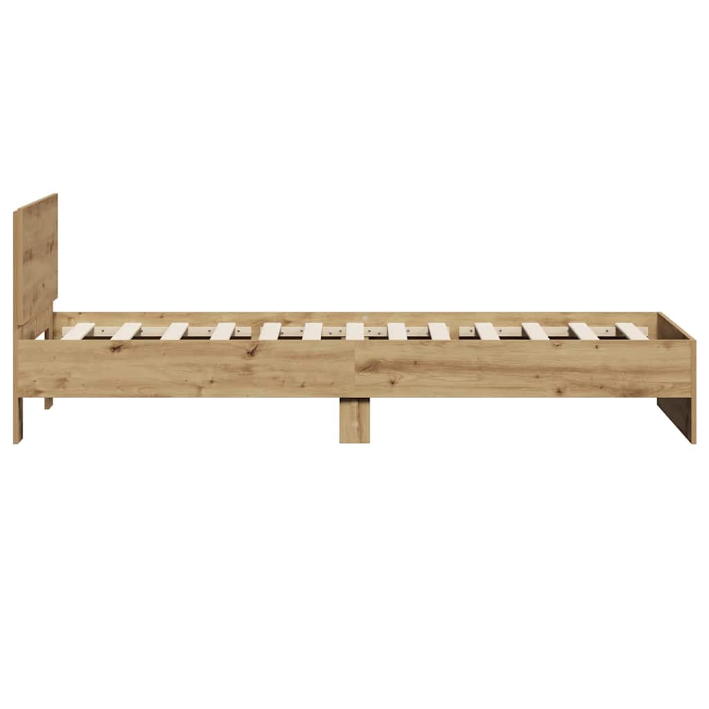 Bettrahmen mit Kopfteil Artisan-Eiche 90 x 200 cm Holzwerkstoff