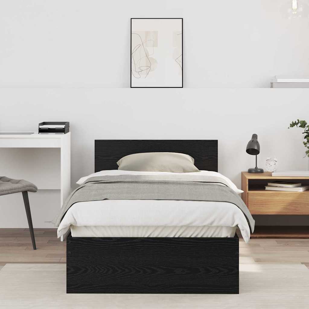 Bettrahmen Schwarz Eichen-Optik 90 x 200 cm Holzwerkstoff