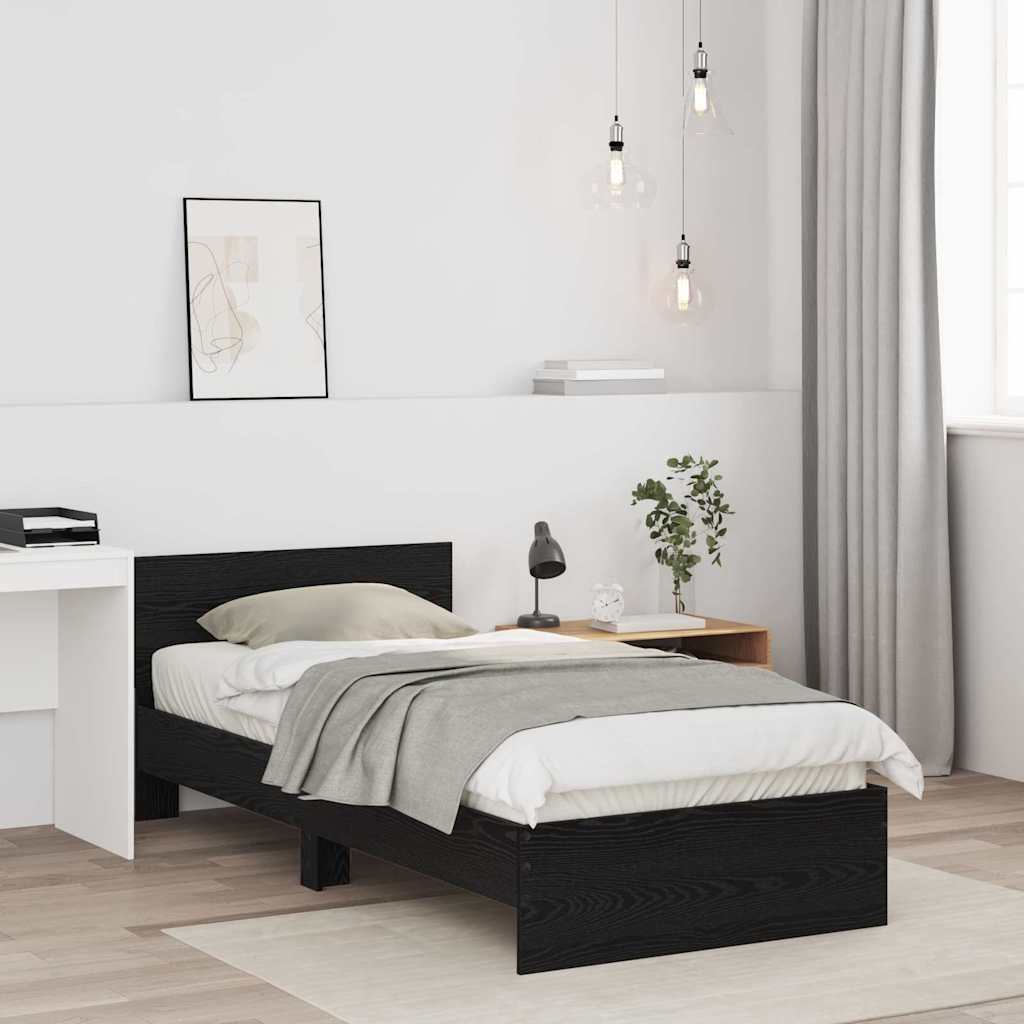 Bettrahmen Schwarz Eichen-Optik 90 x 200 cm Holzwerkstoff