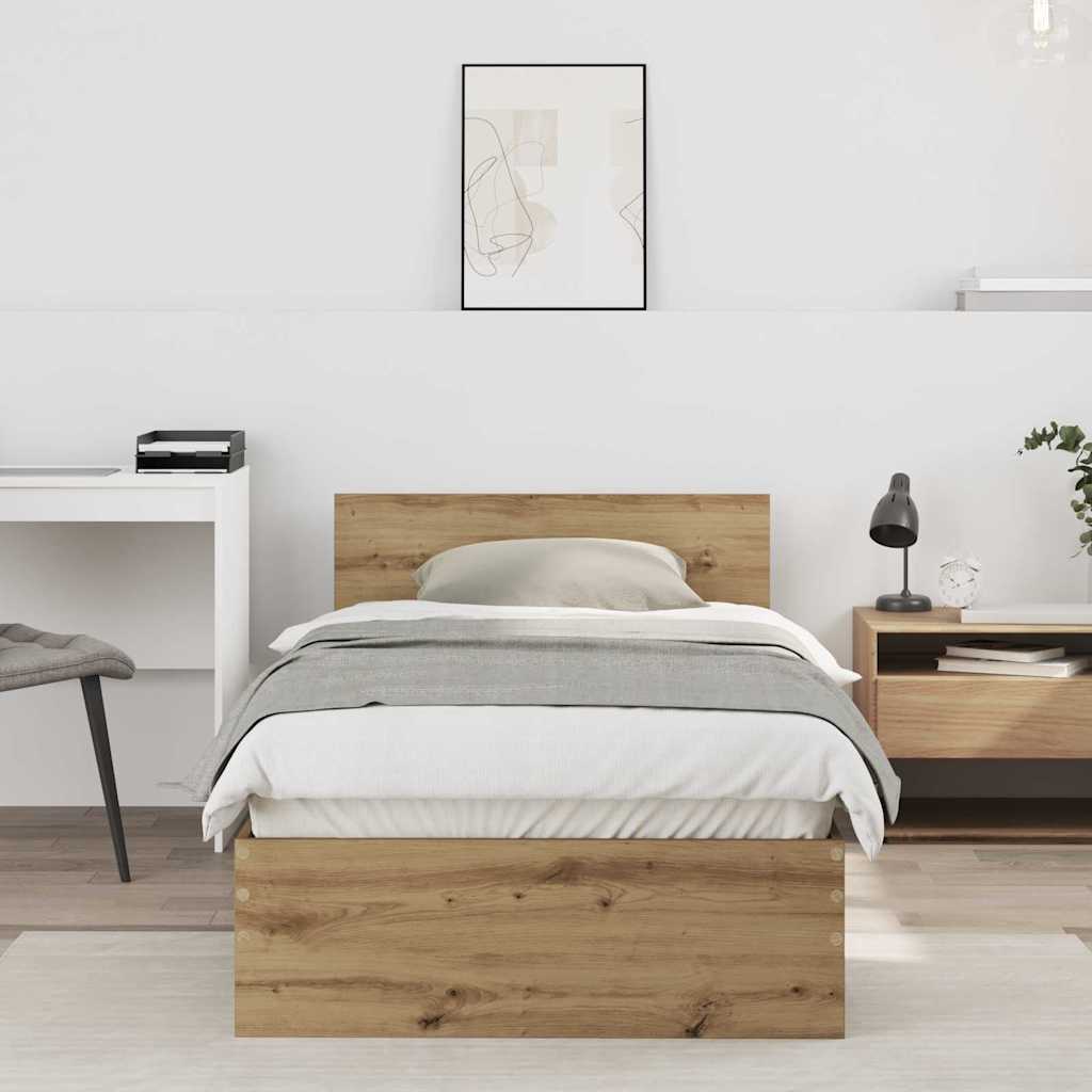 Bettrahmen mit Kopfteil Artisan-Eiche 90 x 190 cm Holzwerkstoff