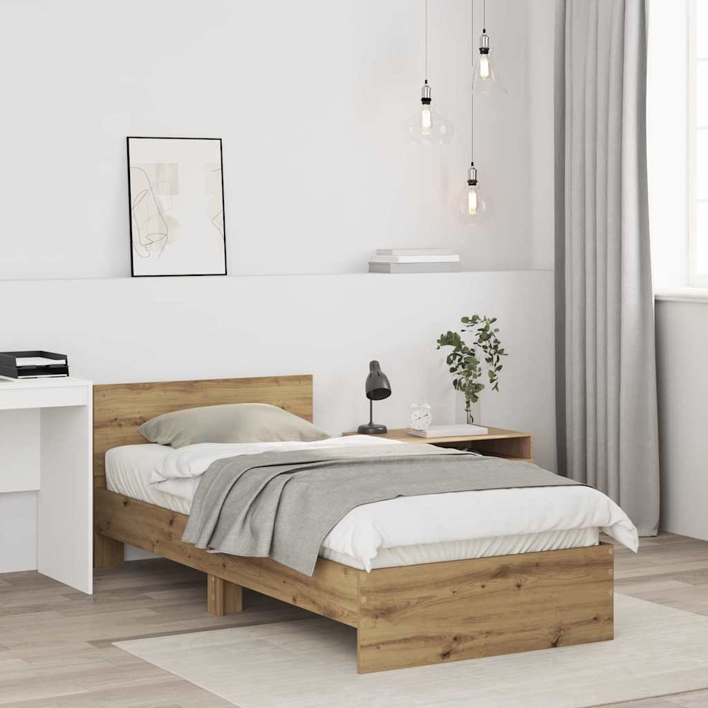 Bettrahmen mit Kopfteil Artisan-Eiche 90 x 190 cm Holzwerkstoff