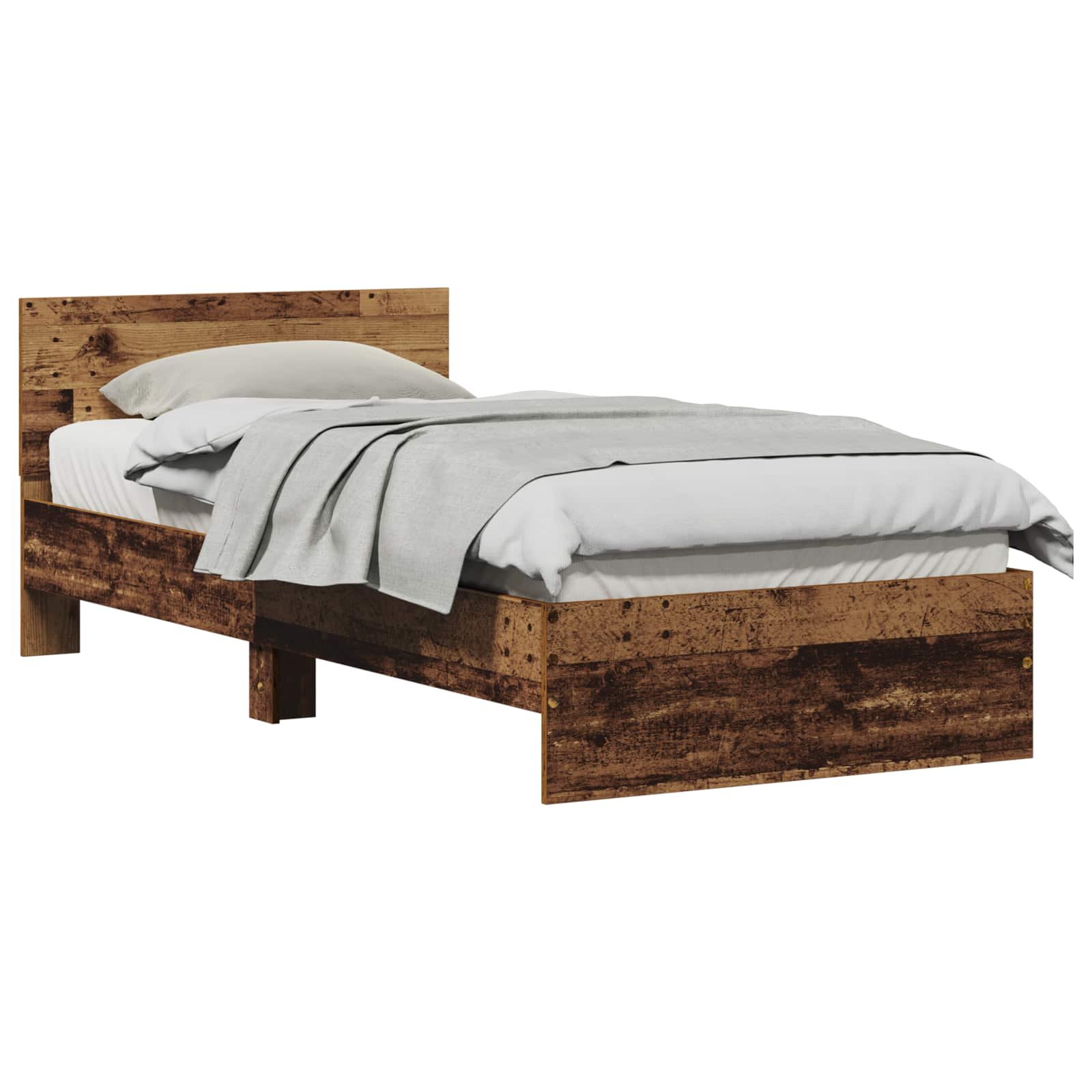 Bettrahmen mit Kopfteil Altholz 75 x 190 cm Holzwerkstoff