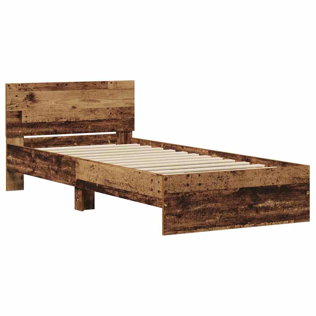 Bettrahmen mit Kopfteil Altholz 75 x 190 cm Holzwerkstoff