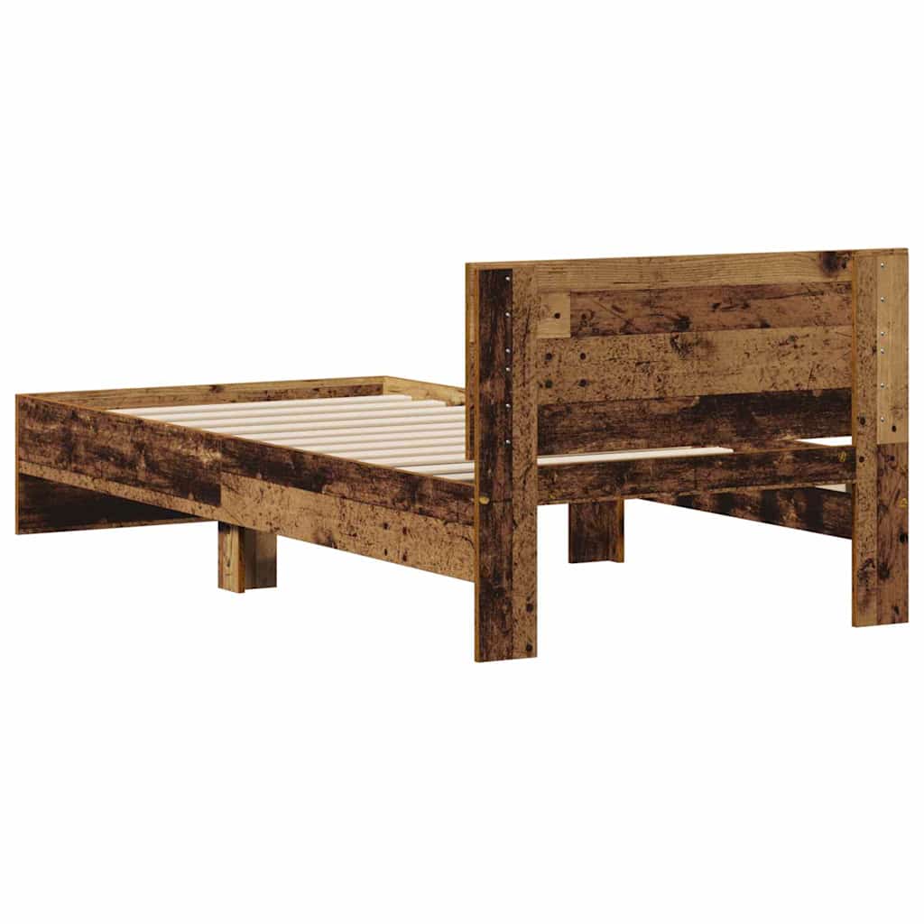Bettrahmen mit Kopfteil Altholz 75 x 190 cm Holzwerkstoff