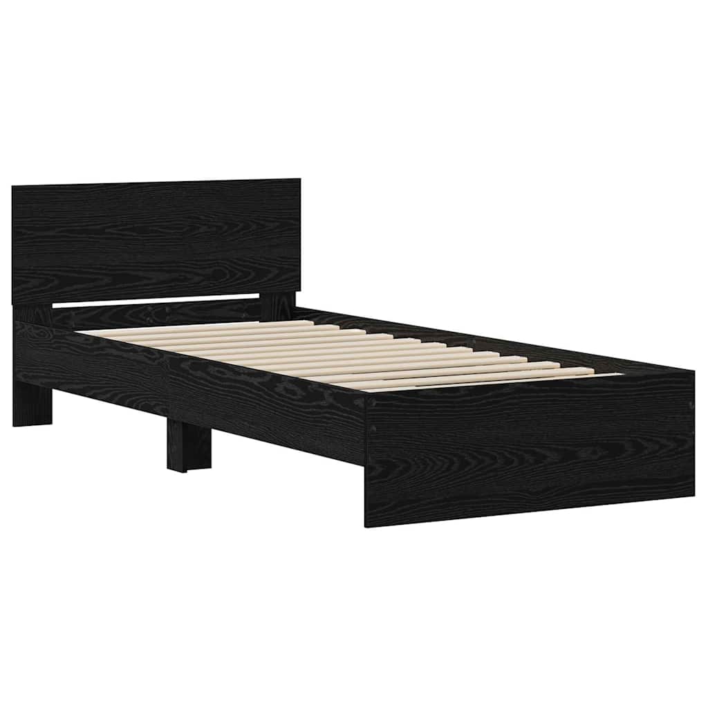 Bettrahmen Schwarz Eichen-Optik 75 x 190 cm Holzwerkstoff