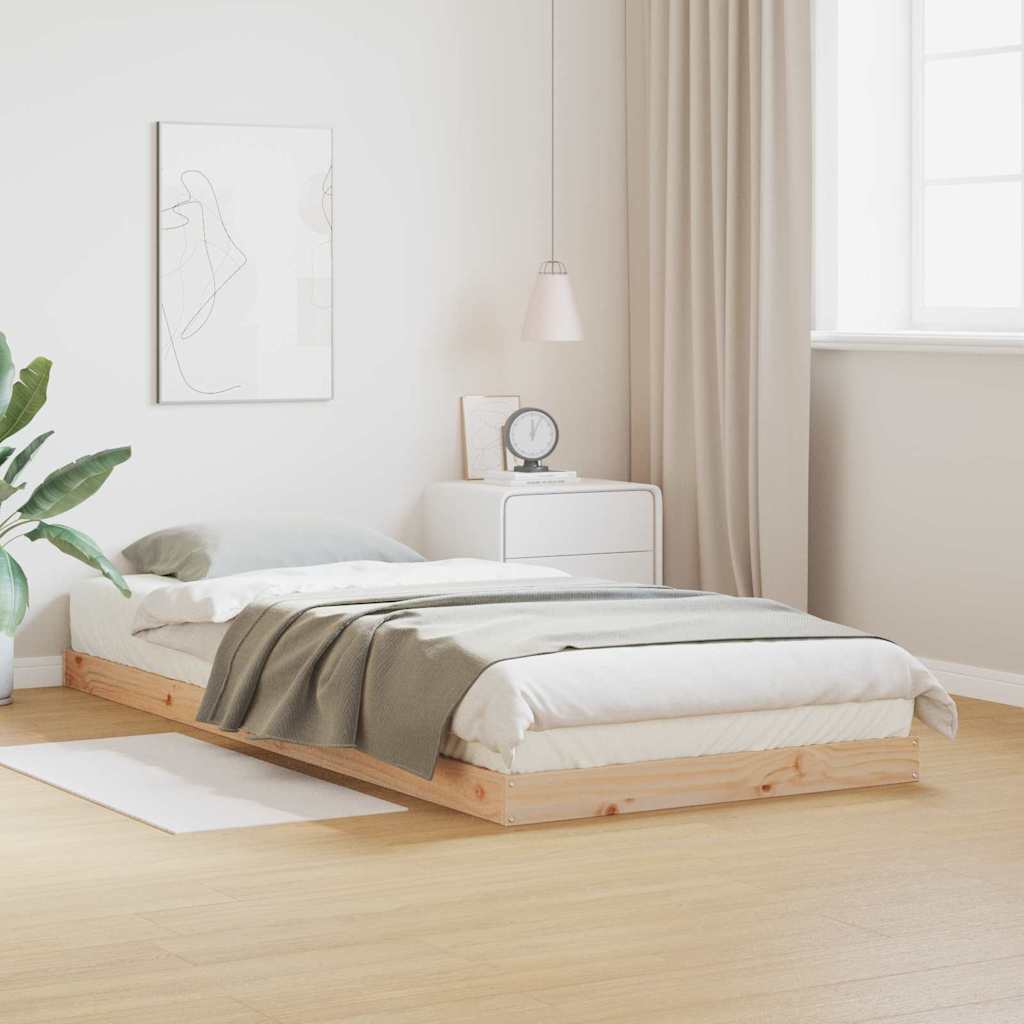 Bodenbettrahmen Natur 90 x 210 cm Massives Kiefernholz