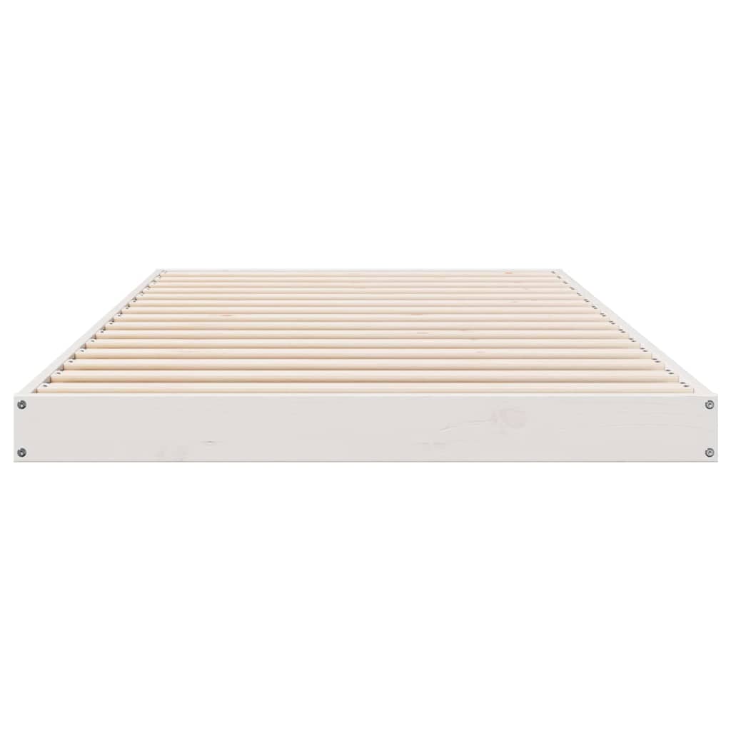 Bodenbettrahmen Weiß 100 x 210 cm Massives Kiefernholz