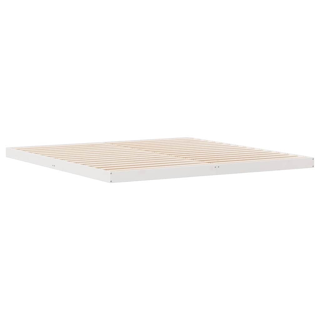Bodenbettrahmen Weiß 213,5 x 184 x 9 cm Massives Kiefernholz