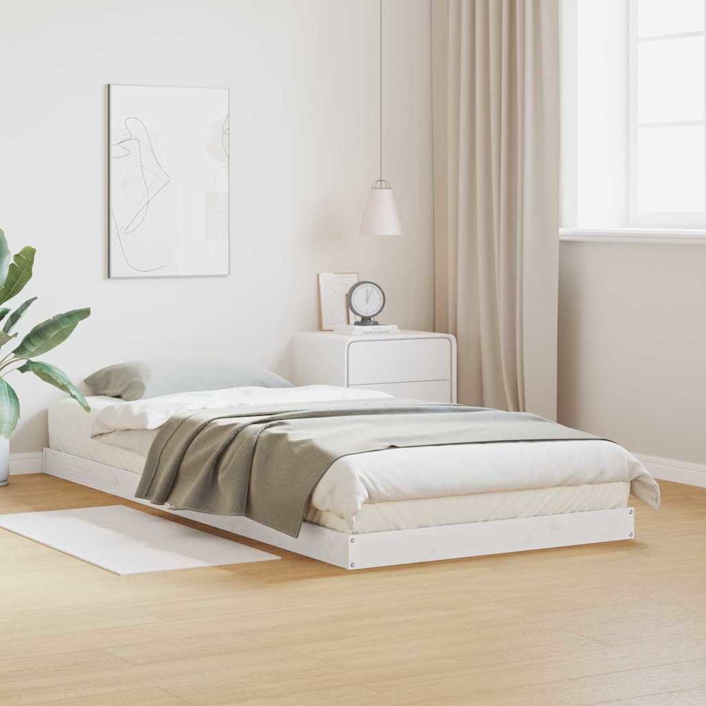 Bodenbettrahmen Weiß 80 x 220 cm Massives Kiefernholz