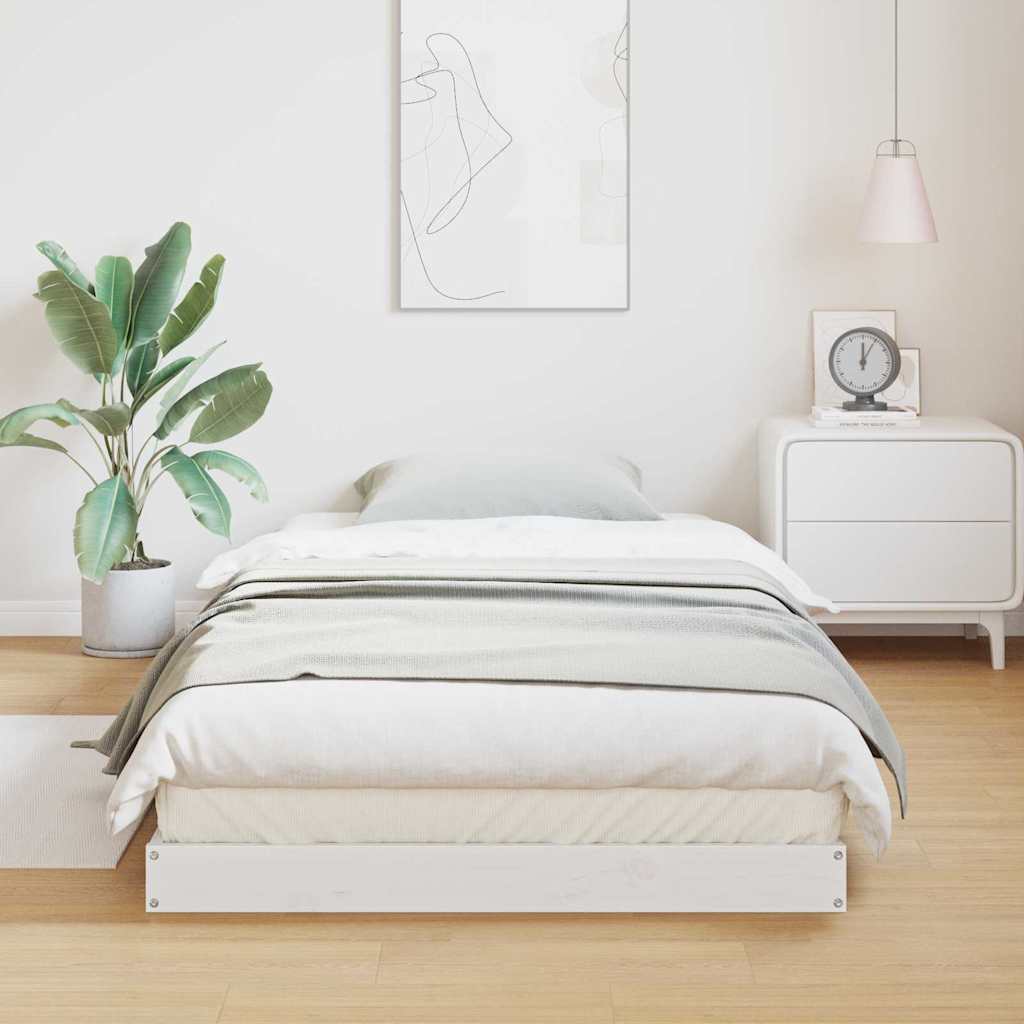 Bodenbettrahmen Weiß 80 x 220 cm Massives Kiefernholz