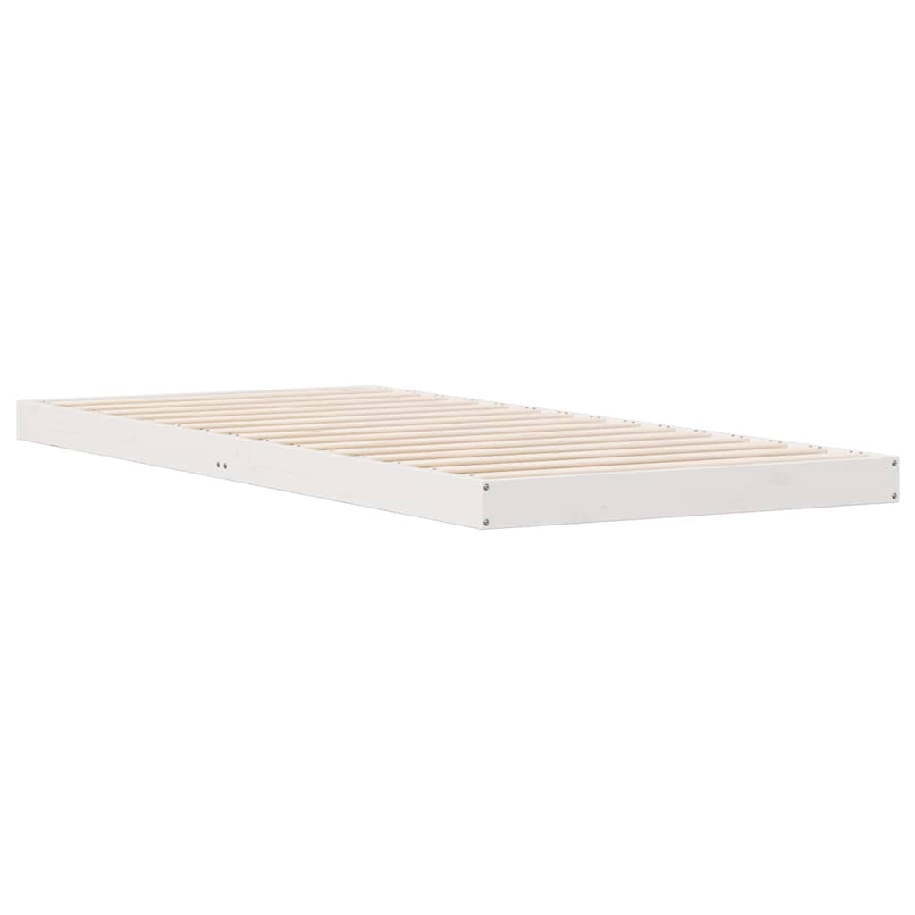 Bodenbettrahmen Weiß 80 x 220 cm Massives Kiefernholz