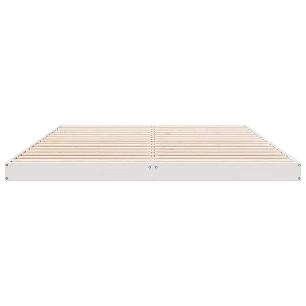 Bodenbettrahmen Weiß 140 x 220 cm Massives Kiefernholz