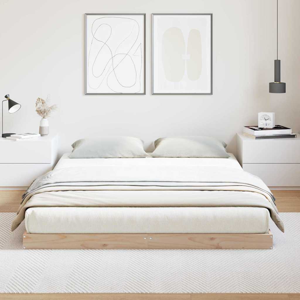 Bodenbettrahmen Natur 160 x 220 cm Massives Kiefernholz