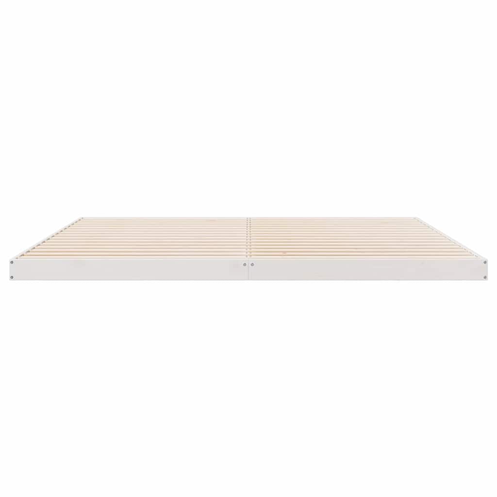 Bodenbettrahmen Weiß 200 x 220 cm Massives Kiefernholz