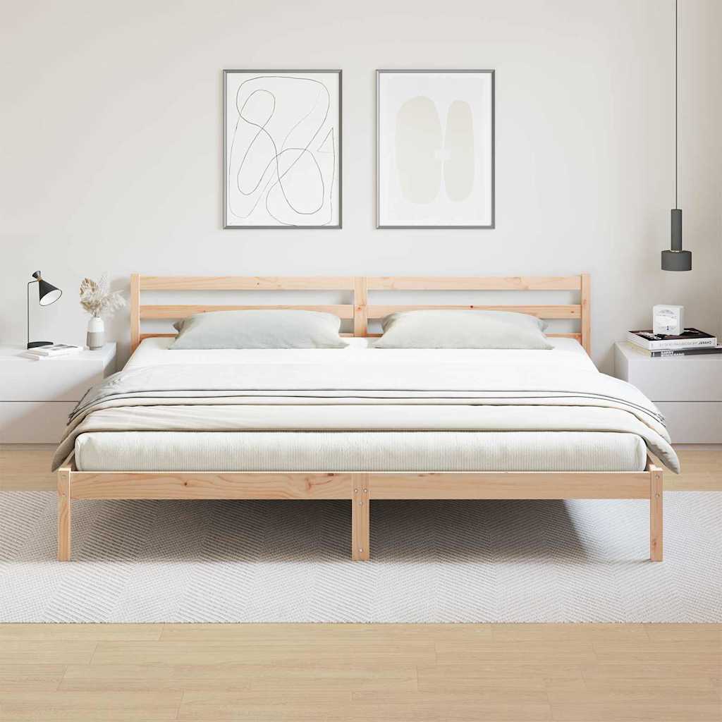 Bettrahmen Braun 215,5 x 185,5 x 69,5 cm Massivholz Kiefer