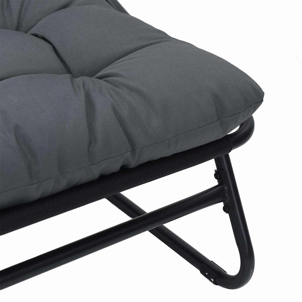 gartenmöbel mit Kissen 3 pcs Schwarz Pulverbeschichteter Stahl