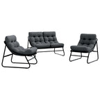 gartenmöbel mit Kissen 3 pcs Schwarz Pulverbeschichteter Stahl