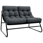 gartenmöbel mit Kissen 3 pcs Schwarz Pulverbeschichteter Stahl