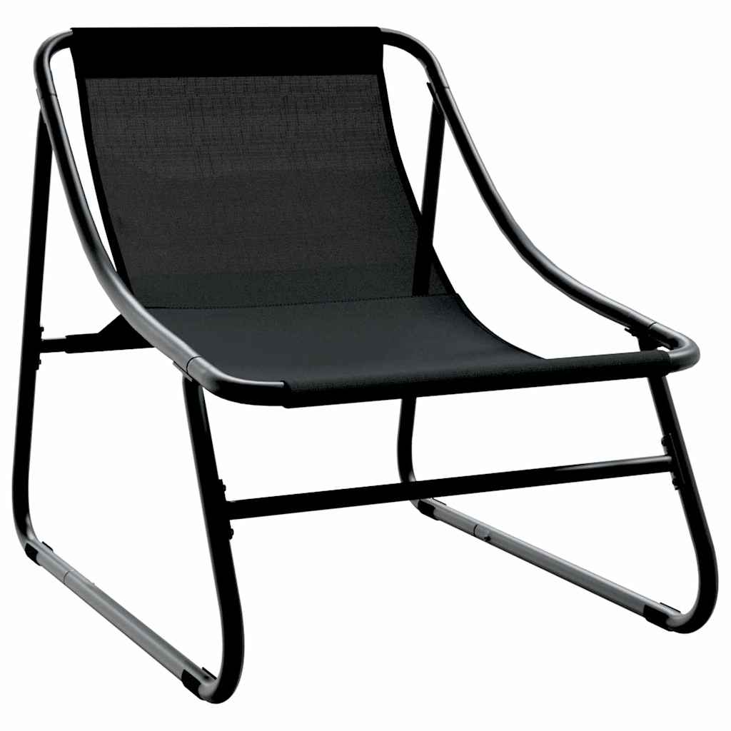 gartenmöbel mit Kissen 3 pcs Schwarz Pulverbeschichteter Stahl