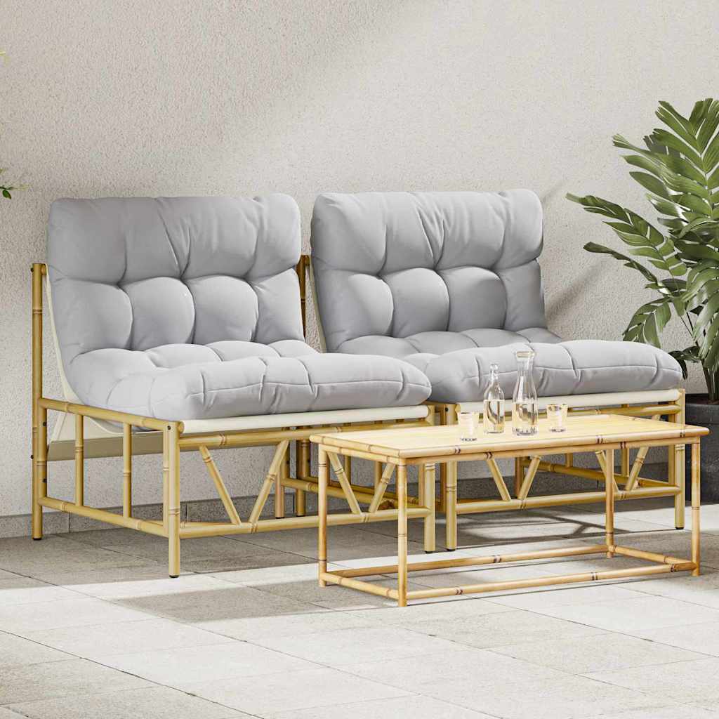 Outdoor-Sitzplätze mit Kissen 2 pcs Hellgrau Stahl