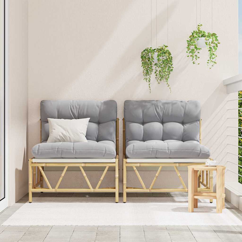 Outdoor-Sitzplätze mit Kissen 2 pcs Hellgrau Stahl