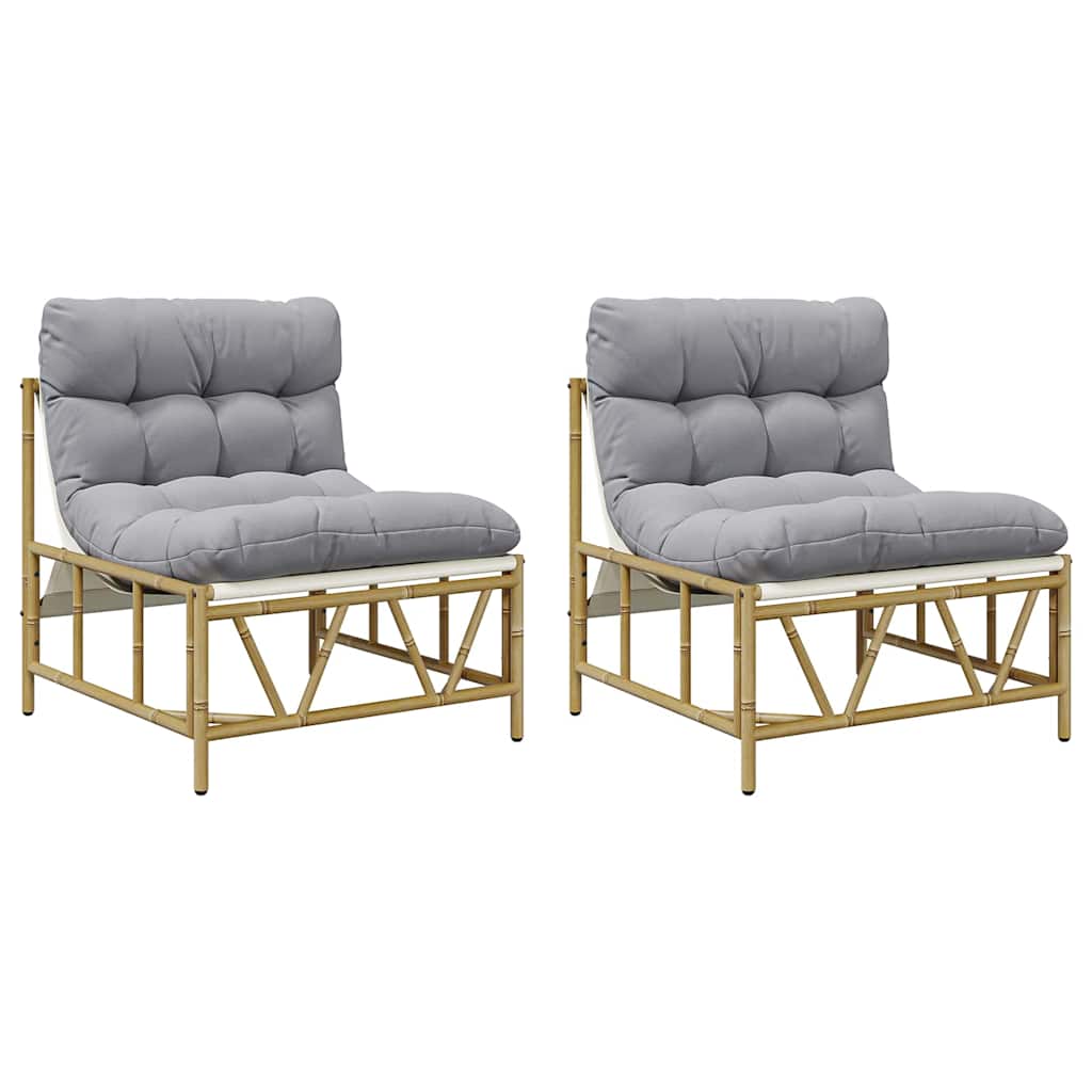Outdoor-Sitzplätze mit Kissen 2 pcs Hellgrau Stahl