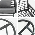 Garten Essgruppe 3 pcs Schwarz und Anthrazit Poly-Rattan