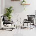 Garten Essgruppe 3 pcs Schwarz und Anthrazit Poly-Rattan