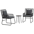 Garten Essgruppe 3 pcs Schwarz und Anthrazit Poly-Rattan