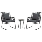 Garten Essgruppe 3 pcs Schwarz und Anthrazit Poly-Rattan