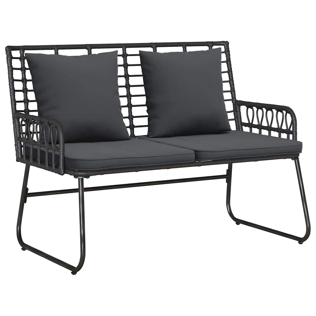 Gartenbank Schwarz und Anthrazit Poly-Rattan
