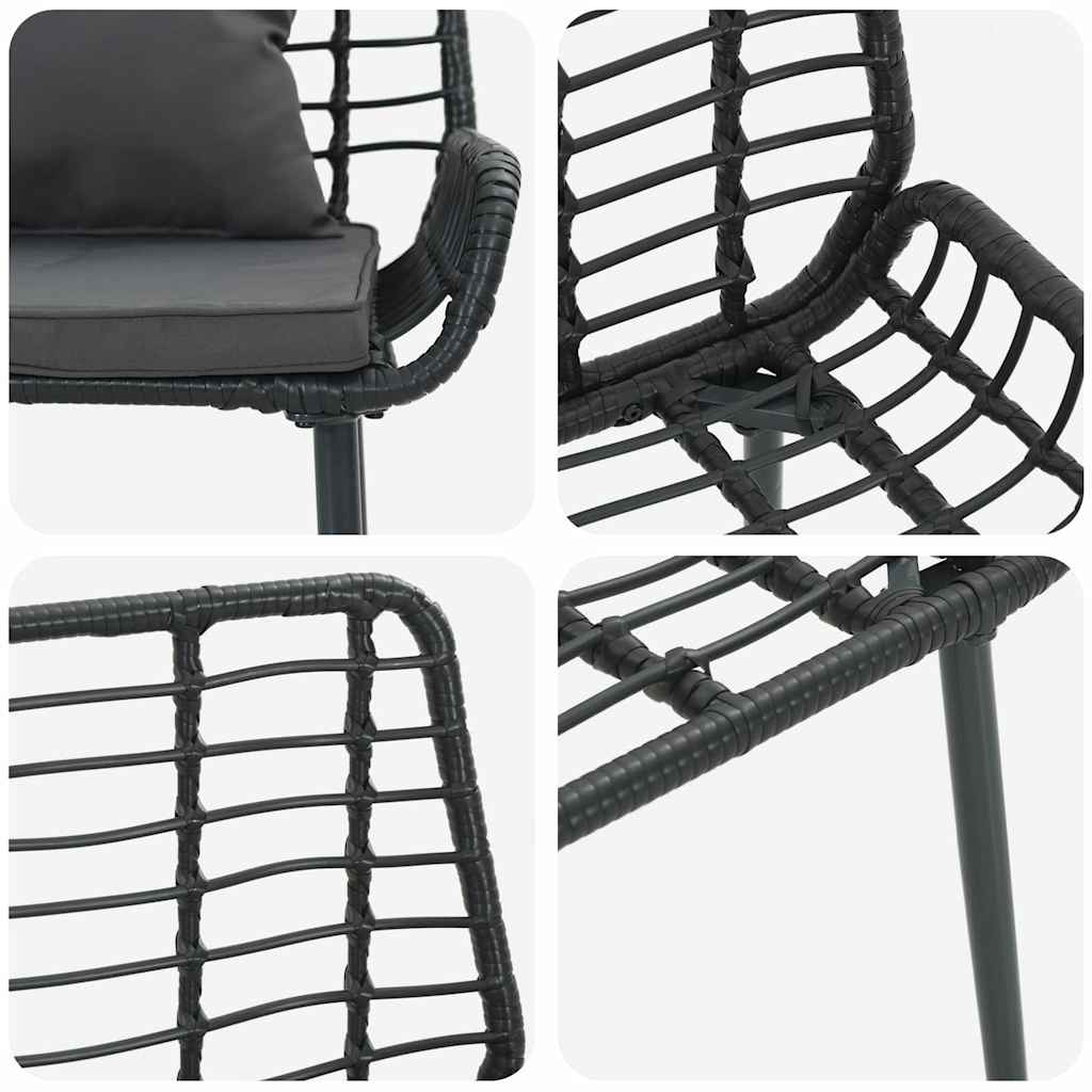 Gartenbank Schwarz und Anthrazit Poly-Rattan