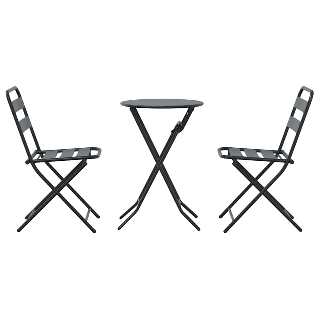 Garten Bistro Set 3 pcs Anthrazit Stahl