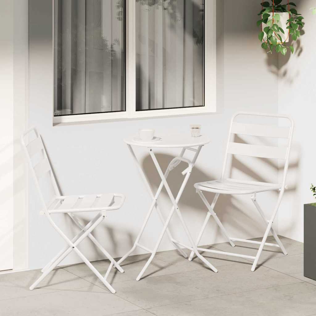 Garten Bistro Set 3 pcs Weiß Stahl
