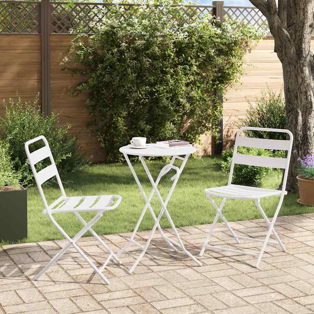 Garten Bistro Set 3 pcs Weiß Stahl