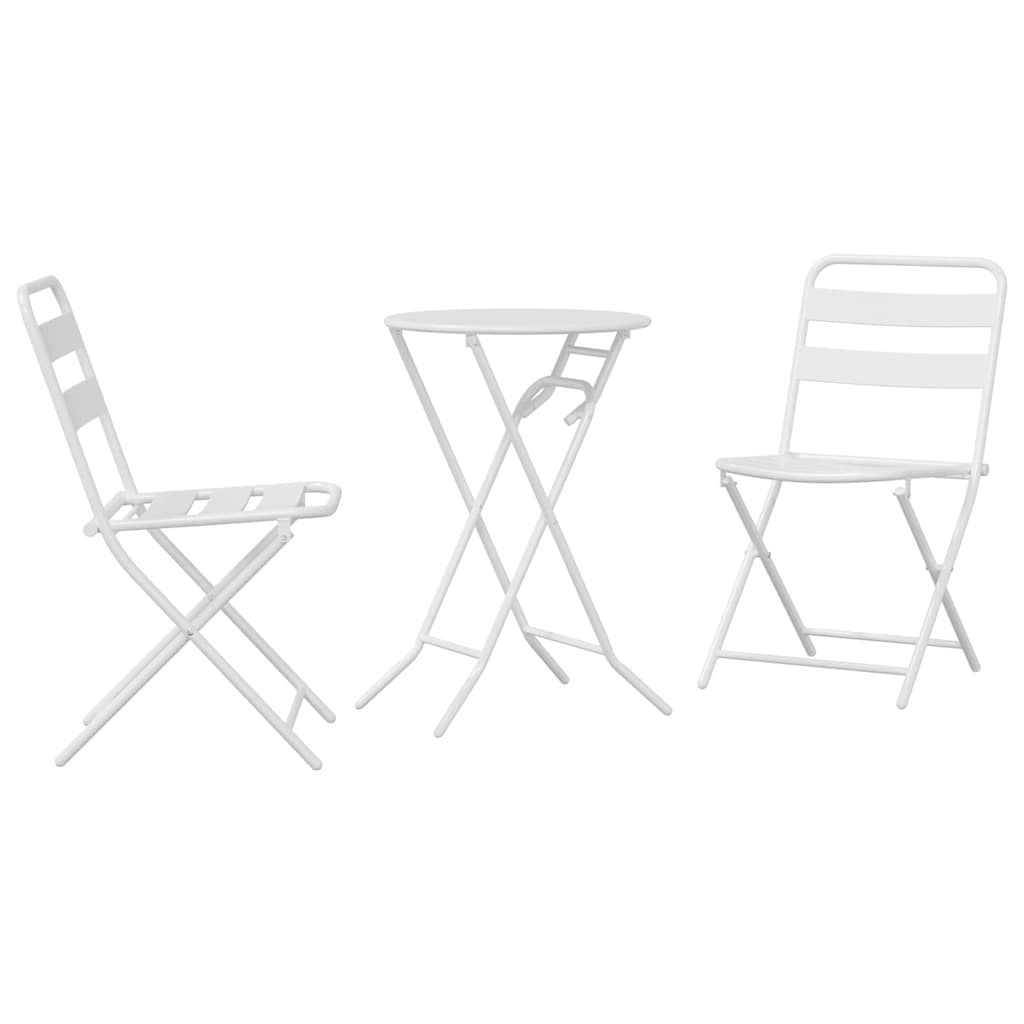 Garten Bistro Set 3 pcs Weiß Stahl