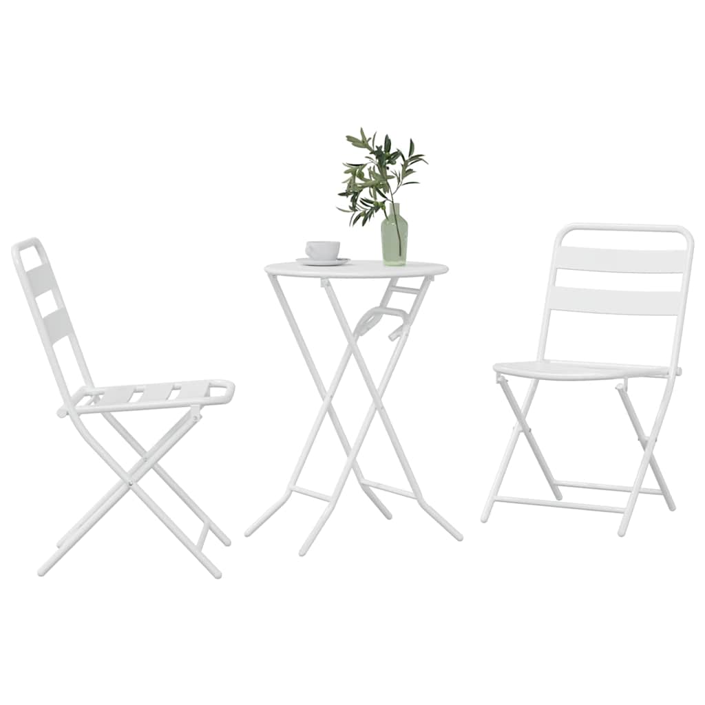 Garten Bistro Set 3 pcs Weiß Stahl