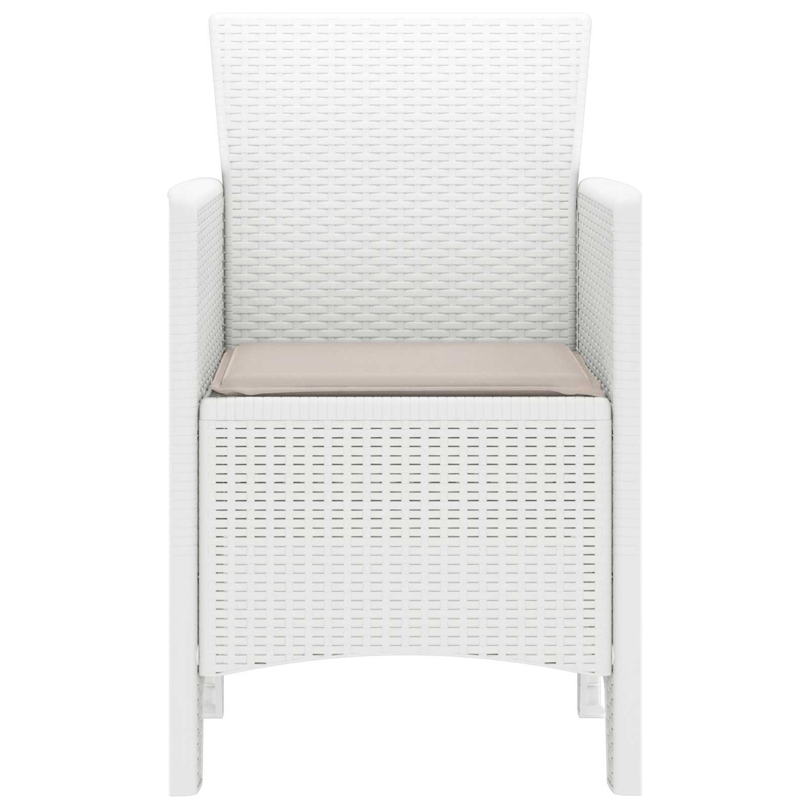 Gartenstuhl mit Kissen 2 pcs Weiß 53 x 49 x 85 cm Polypropylen