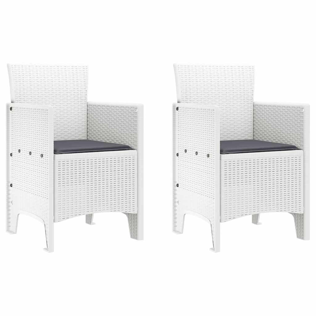Gartenstuhl mit Kissen 2 pcs Weiß 53 x 49 x 85 cm Polypropylen