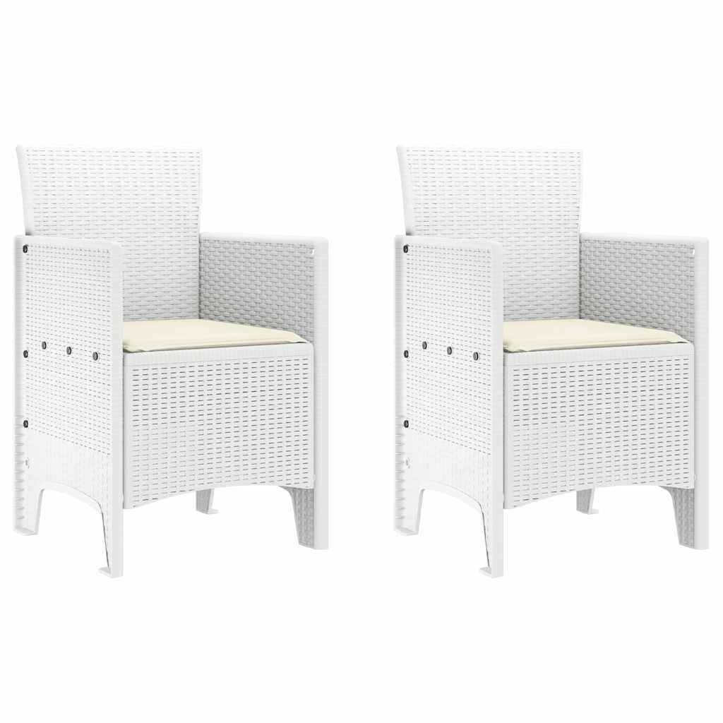 Gartenstuhl mit Kissen 2 pcs Weiß 53 x 49 x 85 cm Polypropylen