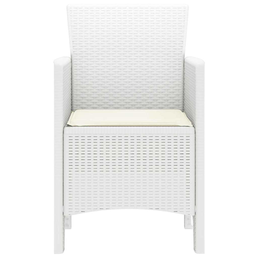 Gartenstuhl mit Kissen 2 pcs Weiß 53 x 49 x 85 cm Polypropylen