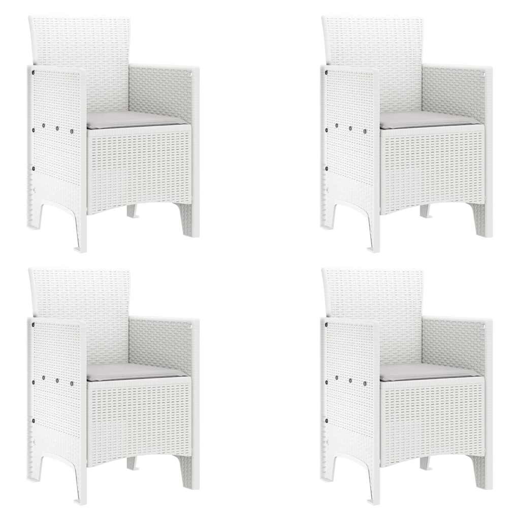 Gartenstuhl mit Kissen 4 pcs Weiß 53 x 49 x 85 cm Polypropylen